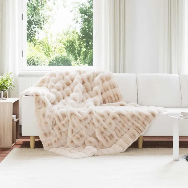 vidaXL Antislip deken van imitatie konijnenbont OLITE 4 st Beige, foto 2