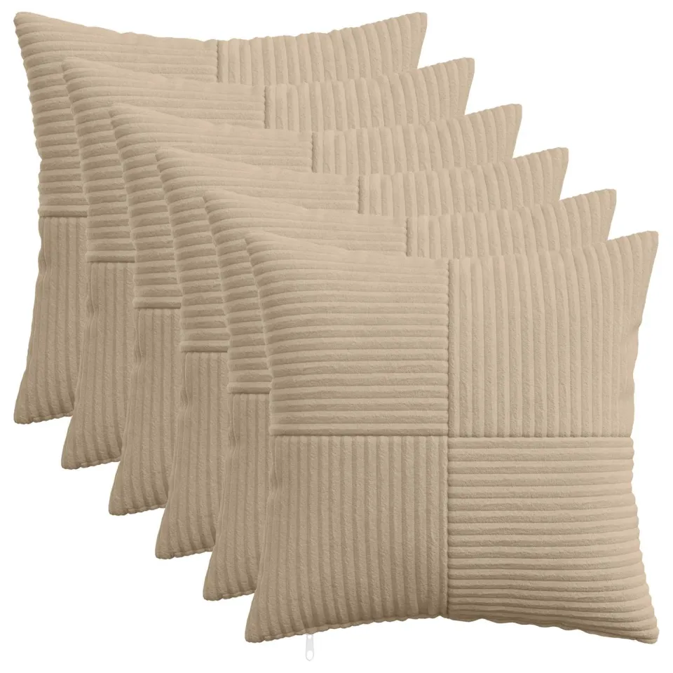 vidaXL Kussensloop 6 st ALMELO Taupe 50 x 50 cm corduroy, foto 3