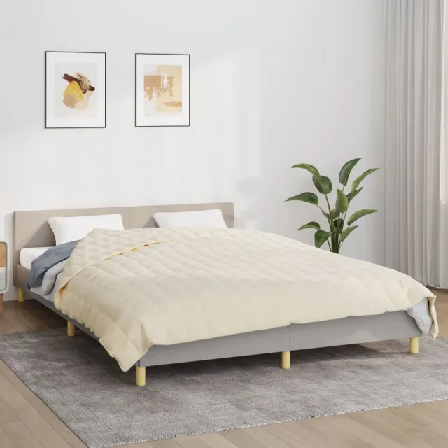 vidaXL Verzwaringsdeken 220x230 cm 15 kg stof lichtcrèmekleurig crème, foto 2