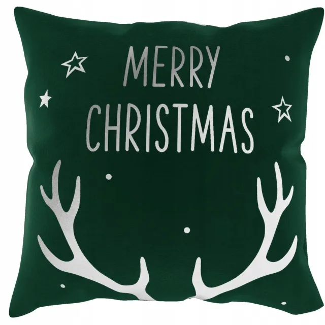 Spod Igły i Nitki Decoratieve Kerst Kussenhoes 45x45cm - Flesgroen & Zilver