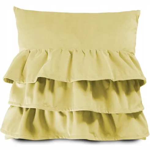 Decordruk Decoratieve Kussenhoes met Ruches - Geel