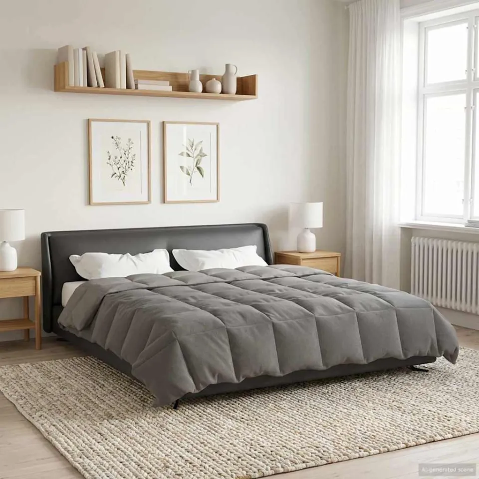 vidaXL Zomer Dekbed 220 x 240 cm Zomer Microfiber (100% polyester) lichtgrijs, foto 4