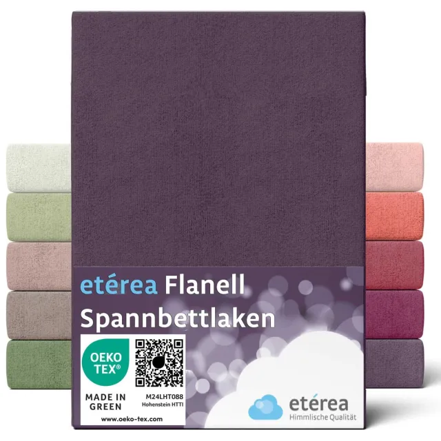 etérea Himmlische Qualität etérea Flanellen hoeslaken 90x200 - 100x200 cm - 100% Katoen - Paars