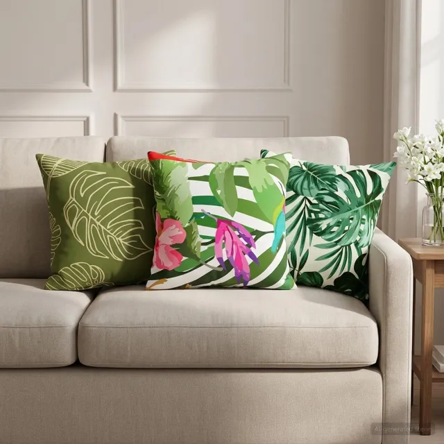 vidaXL Kussensloop 6 st HEERLEN Bladpatroon 30 x 30 cm Polyester Groen