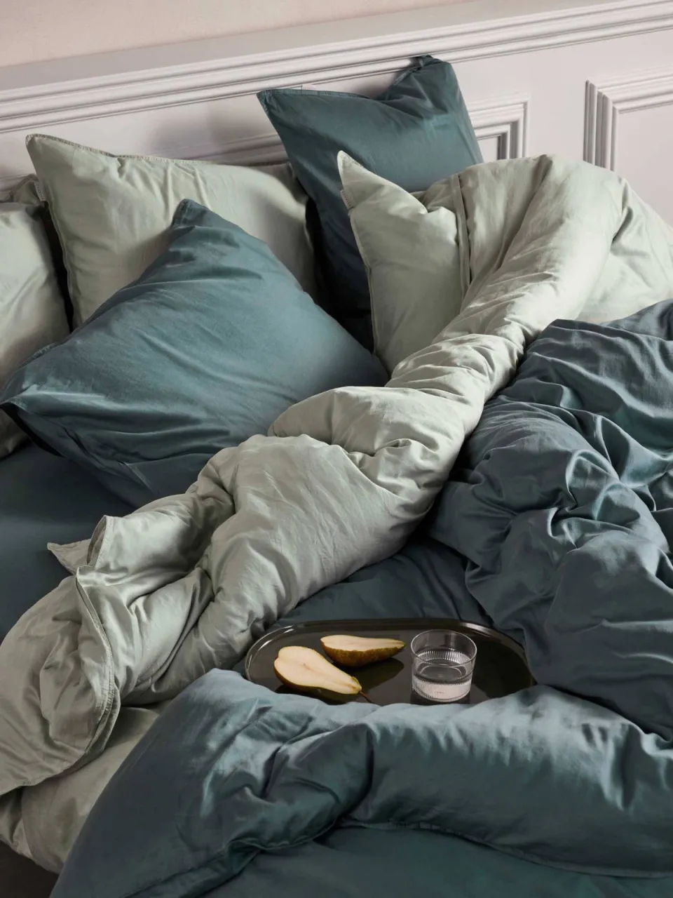 Essenza Minte katoensatijnen dekbedovertrek denim blauw, foto 4