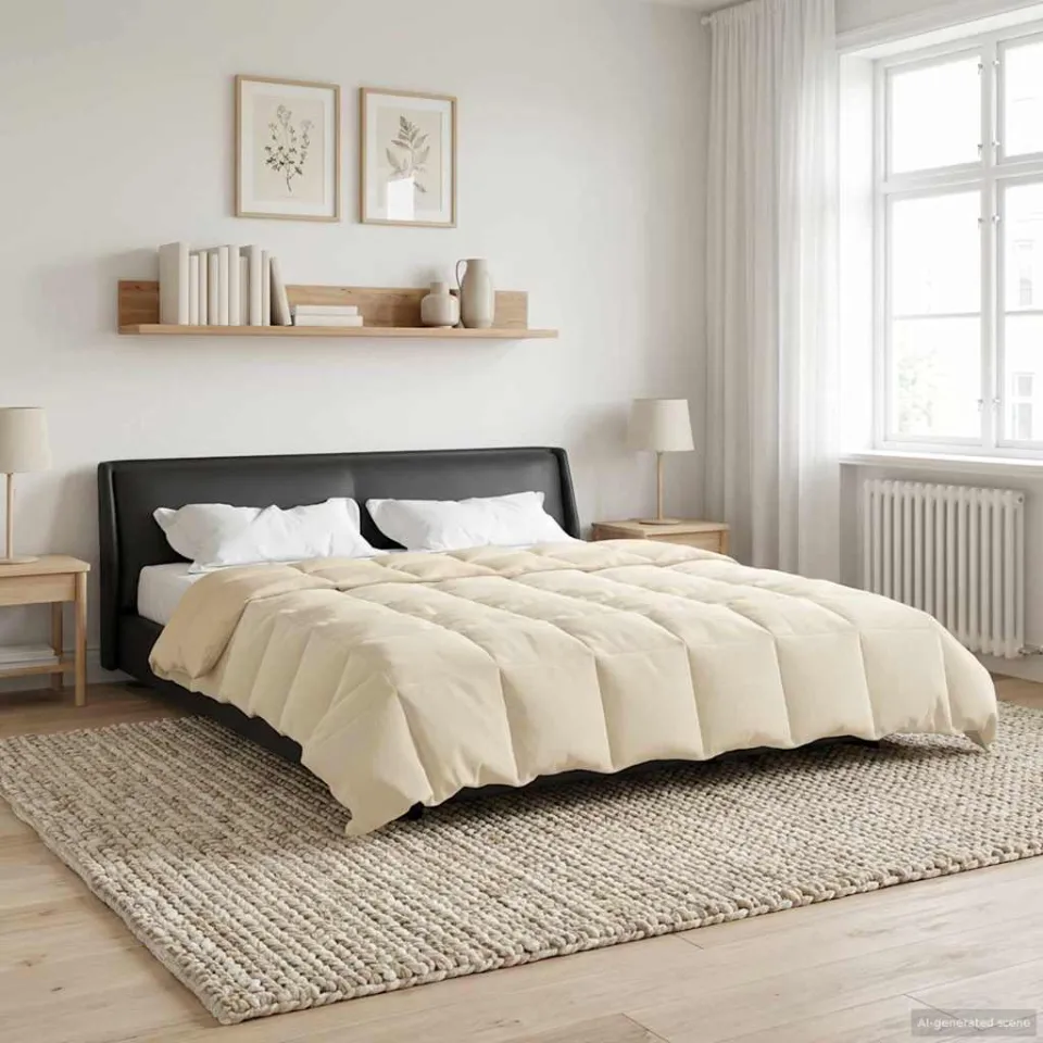 vidaXL Zomer Dekbed 240 x 260 cm Zomer Microfiber (100% polyester) crème, foto 4