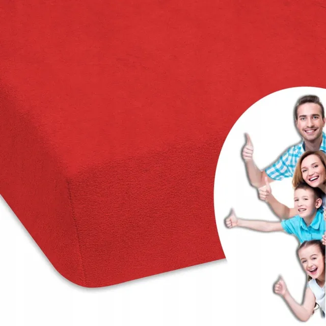Designpremium Rood Terry Hoeslaken met Elastiek - 140x200 cm