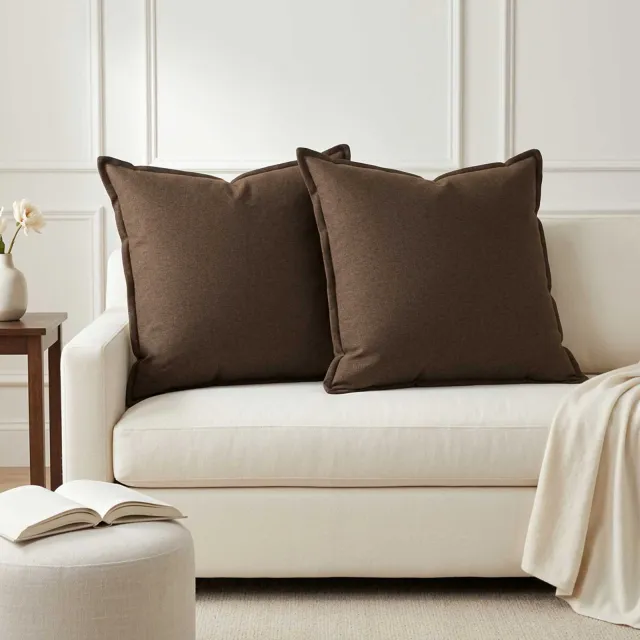 vidaXL Kussensloop 2 st HOUTEN Taupe 70 x 70 cm Faux Linnen
