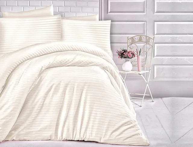 Darymex Cizgili Cream Katoen Satijn Beddengoed Set 160x200 cm