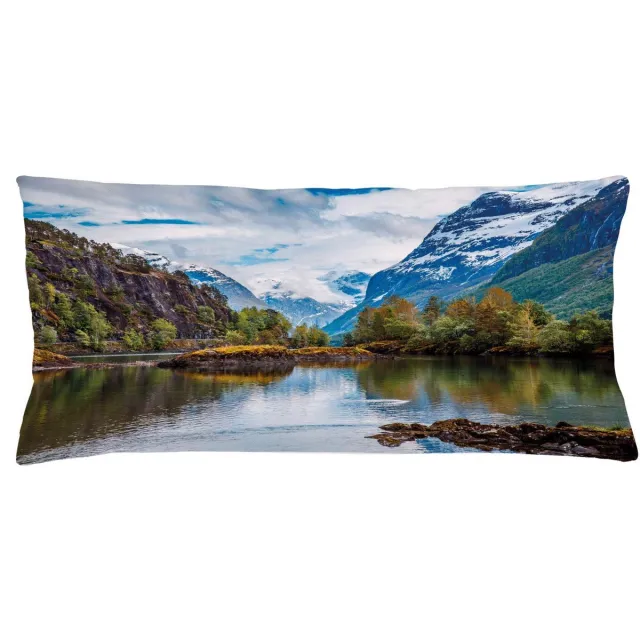 ABAKUHAUS Natur Kussenhoes – 90x40 cm – Dubbelzijdig bedrukt – Groen/Blauw