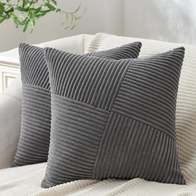 Unyqoos Kussenslopen 30 x 30 cm, Donkergrijs, Set van 2, Modern Geometrisch Design