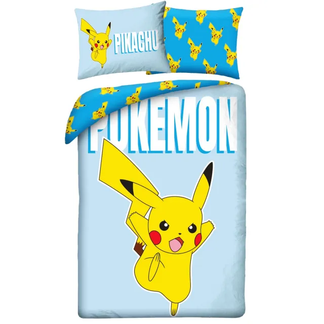 Pokémon Dekbedovertrek Pikachu - 140 x 200 + 70 x 90 cm - Polyester Blauw