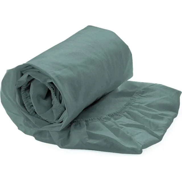 Heckettlane Hoeslaken Elementi - Onderlaken voor tweepersoonsbed - 160x200 - 100% Katoen-Satijn - Mineral Green