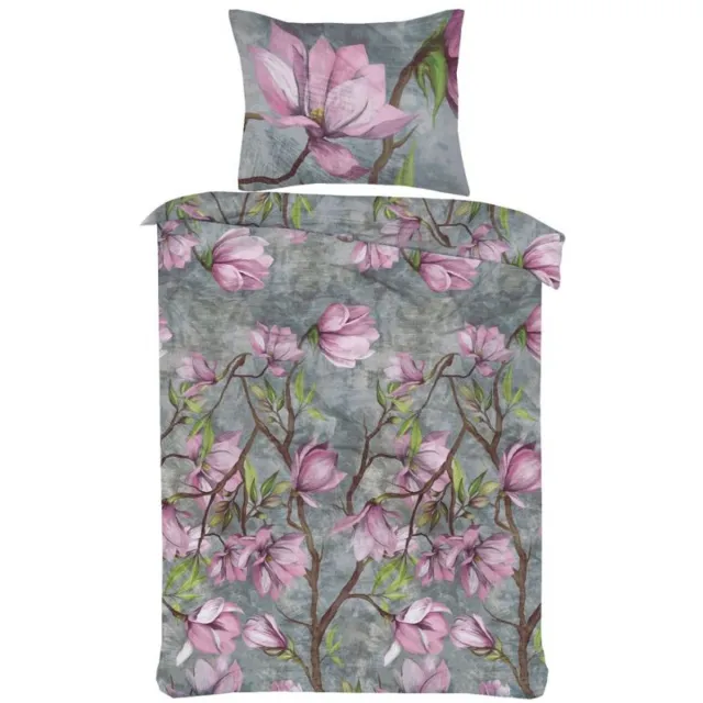 Husch Dekbedovertrek Magnolia - 140x200/220 - Grijs/Roze