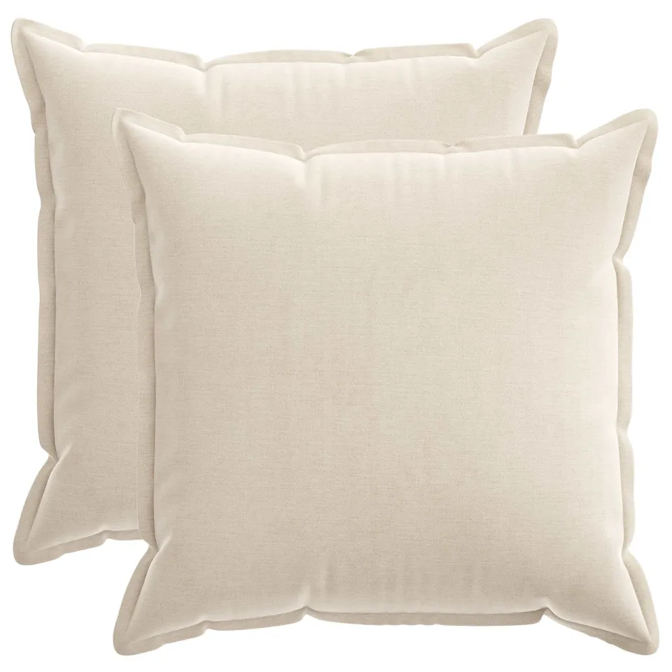 vidaXL Kussensloop 2 st HOUTEN Crèmekleurig 65 x 65 cm Chenille Stof, foto 3