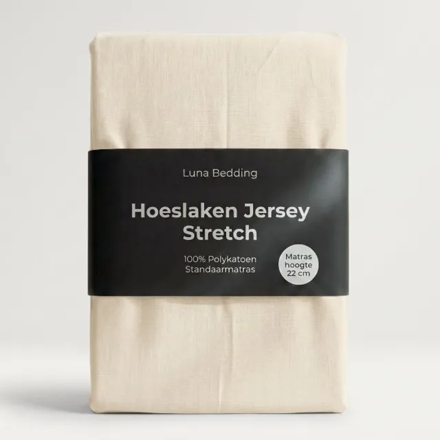 Dekbed-Discounter Luna Bedding Hoeslaken 140 x 200 cm - Jersey - Geschikt voor matrassen tot 22 cm hoog - Wasbaar op 40 graden - Strijkvrij - Creme