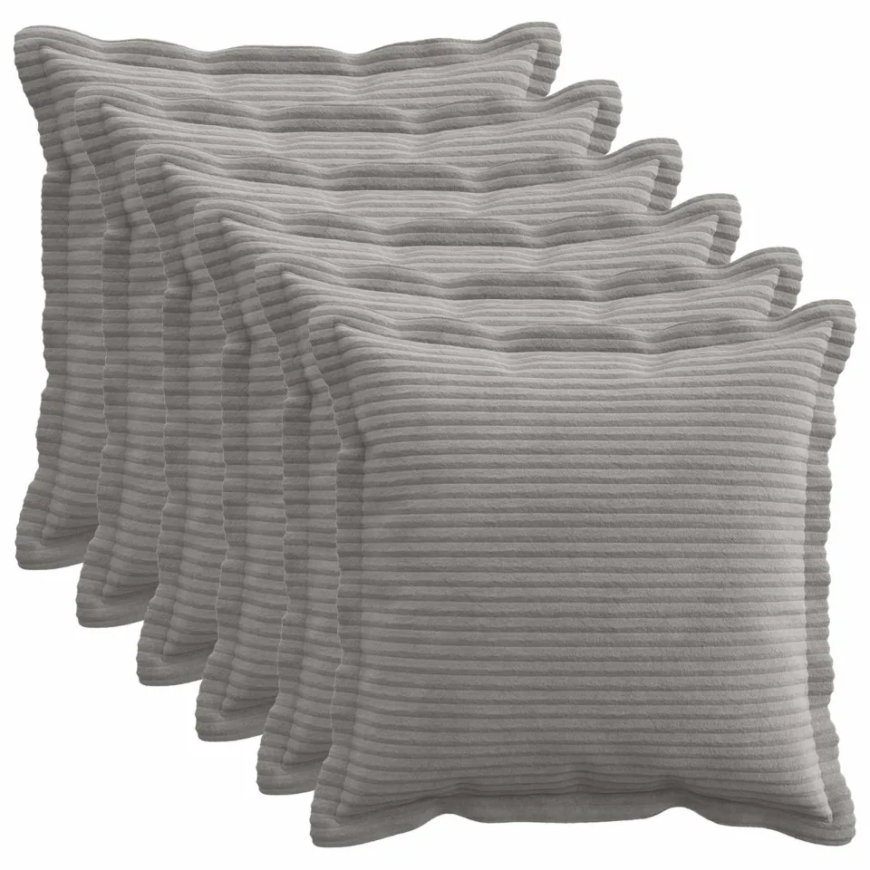 vidaXL Kussensloop 6 st HOUTEN Lichtgrijs 35 x 35 cm corduroy, foto 3