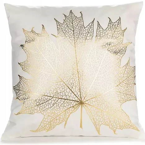 Fashion home Decoratieve Kussenhoes 45x45cm Wit met Gouden Print
