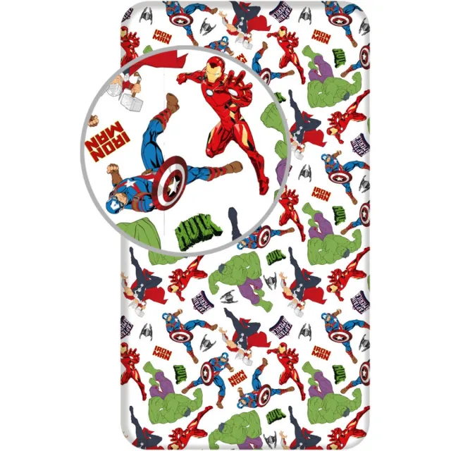 Marvel Avengers Hoeslaken Hulk, Flash Iron man- Eenpersoons - 90 x 200 cm Blauw