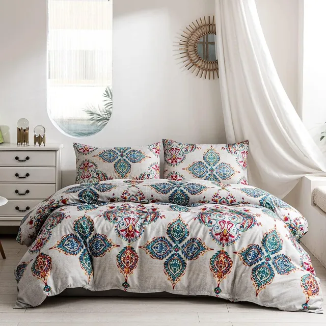 Ibenzoa Beddengoed Set met Mandala Design in Bohemian Stijl voor , Inclusief Kussensloop groen