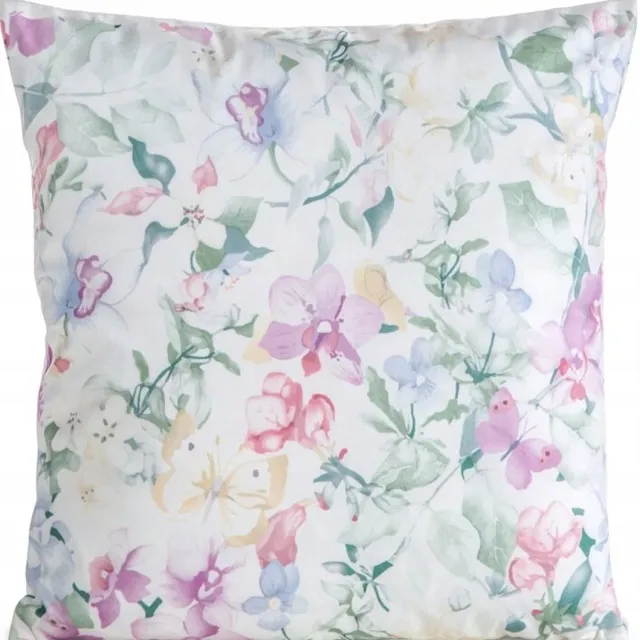Eurofirany Decoratieve Kussenhoes Mink 45x45cm met Bloemendessin Wit met bloemendessin