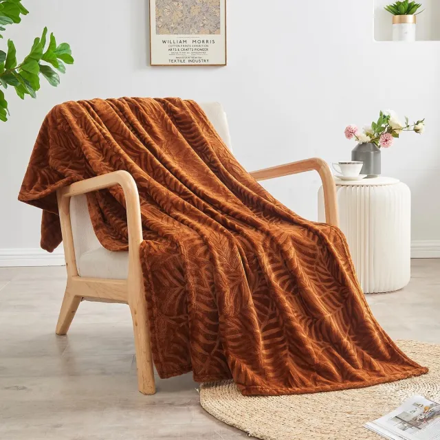 Ibenzoa Superzachte en Gezellige Flanellen Fleecedeken met 3D-Patroon voor Ultiem Comfort, 150 x 200 cm, Karamel