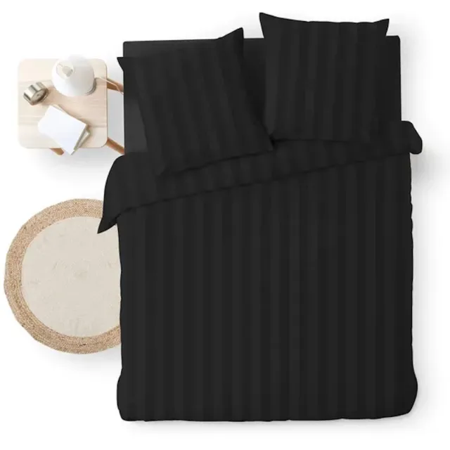 Douceur d intérieur Dekbedovertrek 240x220 3 delig 2 persoons Micofiber Cleo Black Zwart