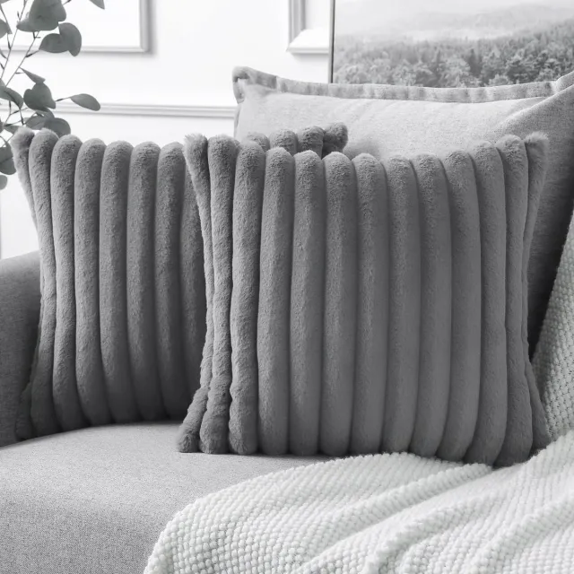 MIVRAY Kussenslopen – Sierkussensloop Set Met Fluweel, Zachte Kussenslopen Met Rits Voor Bank En Bed, Luxe Kussensloop Set – 50x50 Cm – Fluweel – Grijs