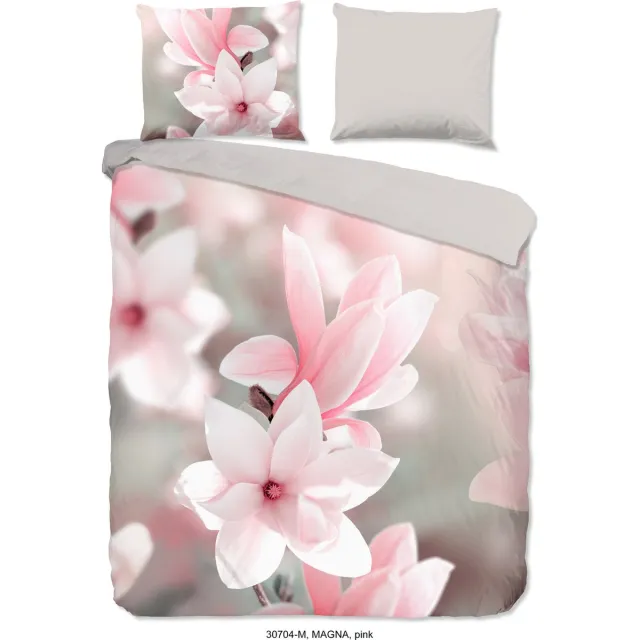 Pure dekbedovertrek magnolia bloemen - Lits jumeaux 240x200/220 cm - Roze - Microvezel Pink
