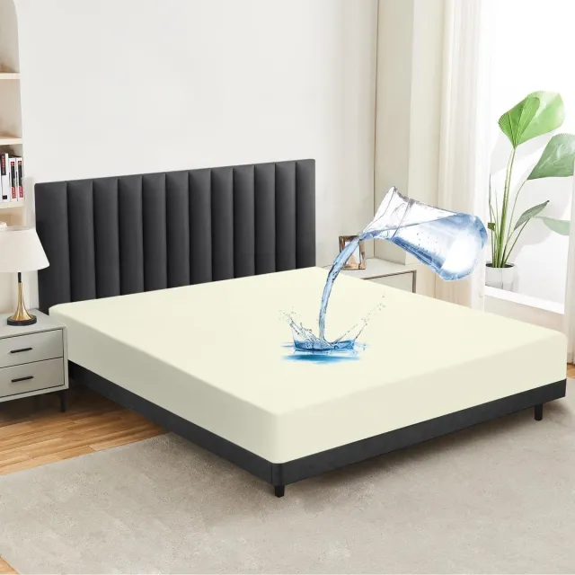 Ibenzoa Waterdichte en Ademende Matrasbeschermer voor Optimaal Slaapcomfort en Bescherming, 140 x 200 cm, Beige wit