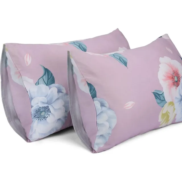 Lirex Set van 2 kussenslopen, 100% katoen, 400 draad, ademende kussenovertrek, hoofdkussensloop, roze tulp, 40 x 80 cm