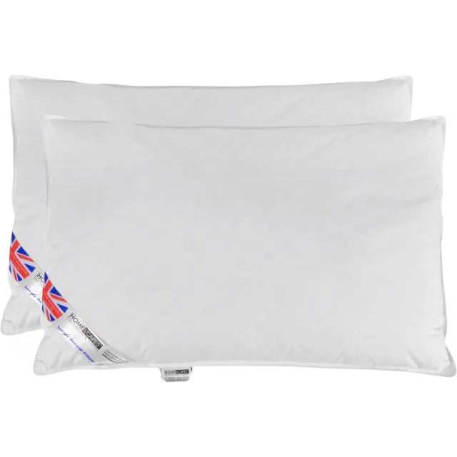 Homescapes Hoofdkussens 50x70 cm – Set van 2 – Medium Zacht – 100% Eendenveren – Anti-Allergisch – Voor Zijslaper & Nekklachten – Oeko‑Tex Gecertificeerd Wit