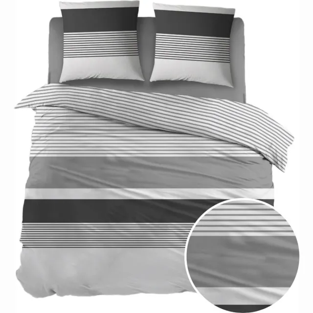 Sleepnight Dekbedovertrek - Gris Strepen Flanel - B 270 x L 220 cm - 003367-B 270 x L 220 cm