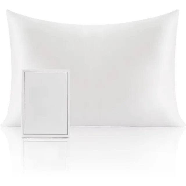 Famanu Kussensloop van natuurlijke zijde, hypoallergeen, 22 momme, 100% zijde, 600 draden, met verborgen ritssluiting (wit, 40 x 60 cm)