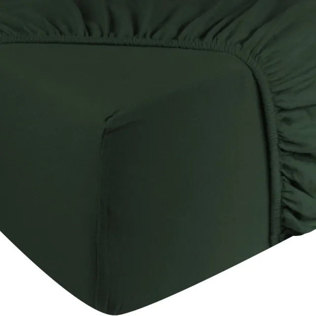 DoubleDry Jersey Stretch Hoeslaken - 100% Katoen - Tweepersoons 140x200 cm - 25cm Matrasdikte - Rondom Elastiek - Donker Groen