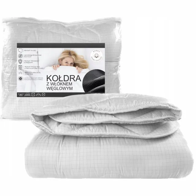 Koney Winterdekbed 180 x 200 cm - koolstofvezel - Wit - 300 g/m² - met opbergtas