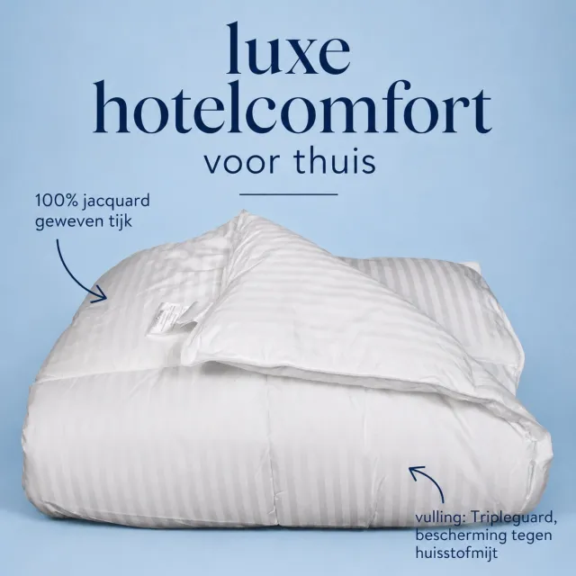 Queens Royal hotel dekbed - 4-seizoenen - GRS gerecyclede Isocraft® vulling - anti-allergeen - 100% katoenen tijk - 140x220 cm wit