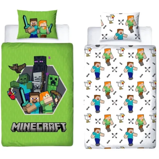 Vespo minecraft dekbedovertrek dubbelzijdig bedrukt - met kussensloop - 100% Polyester meerdere kleuren