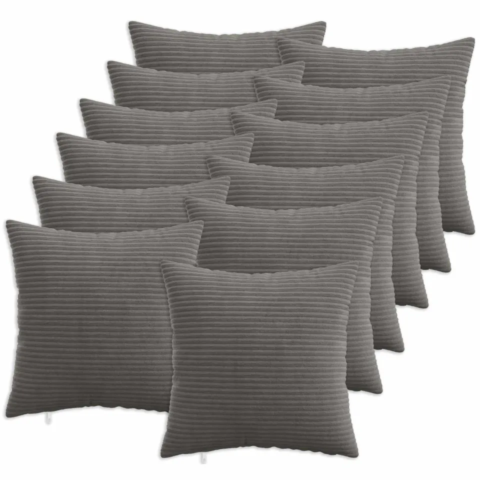 vidaXL Kussensloop 12 st HEERLEN Donkergrijs 40 x 40 cm corduroy, foto 3