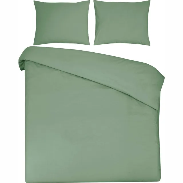 DoubleDry Dekbedovertrek 100% Natuurlijk Katoen - Lits Jumeaux 240x200/220 cm + 2 Kussenslopen - Ademend & Zacht - Oudgroen