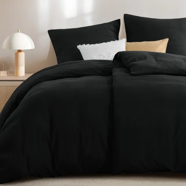 Unyqoos Elegante en Zachte 4-delige Beddengoedset van Premium Katoen met Tijdloos Design zwart