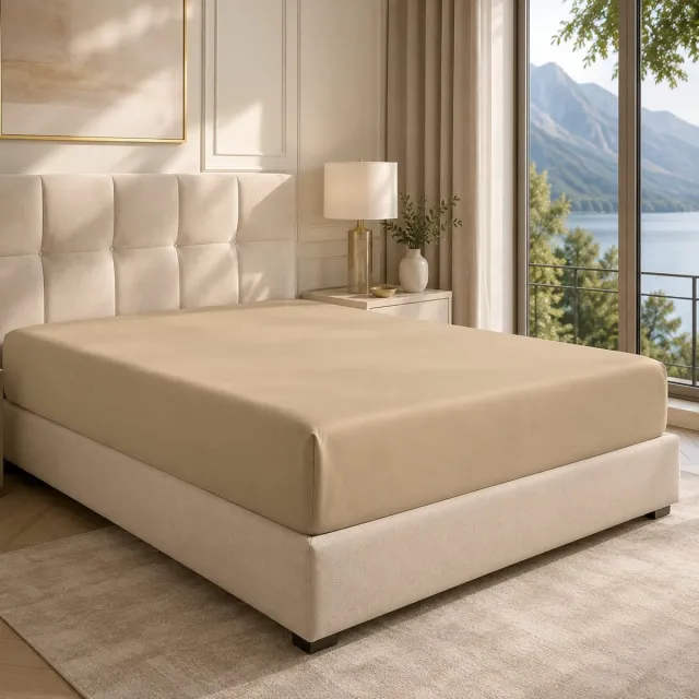 Lano&Go Hoeslaken 180x200 cm – 40 cm diepe hoek – Geborstelde microvezel – Geschikt voor boxspring – Past op matrassen tot 40 cm – OEKO-TEX gecertificeerd – Krimp- en kleurvast – Beige