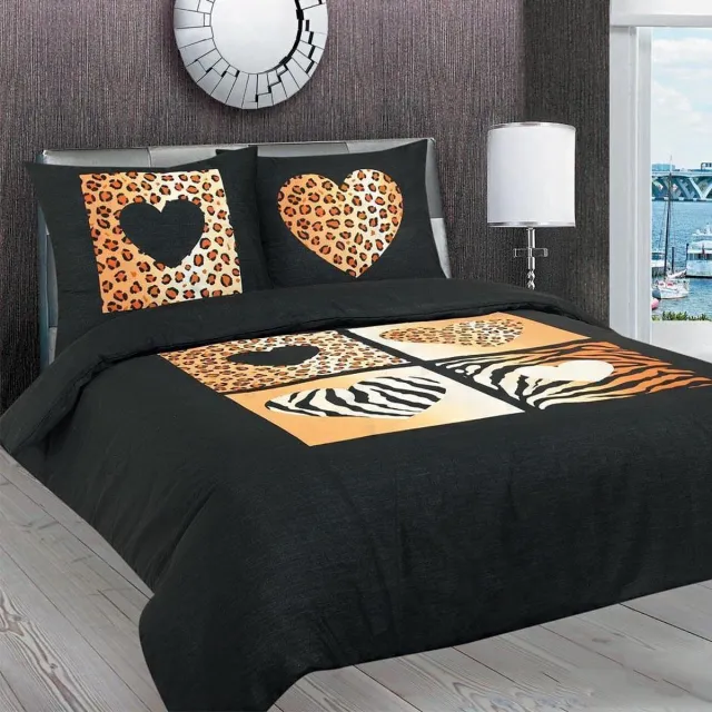 Homéé® Dekbedovertrekset - black tiger - tweepersoons 200x200/220cm + 2 slopen - Strijkvrij Zwart print