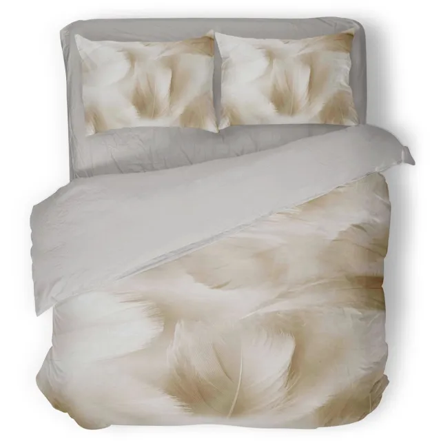Eleganzzz Dekbedovertrek Feathered Bliss - Sandy Beige - Dekbedovertrek 240x200/220cm - Micropercal - Lits Jumeaux - Dekbedovertrekken - Veren Dekbedovertrek