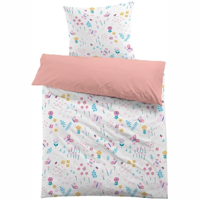 Unyqoos Roze Kinderbeddengoedset met Bloemenprint en Kussensloop van Microvezel roze bleom