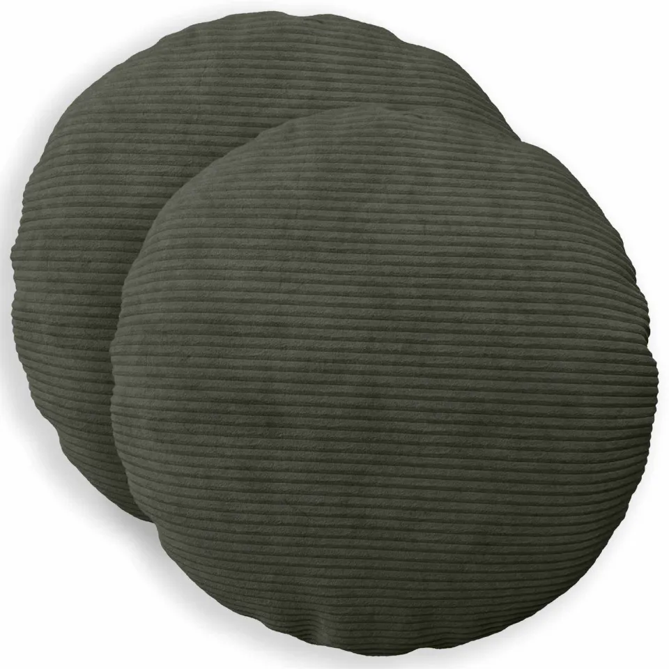 vidaXL Kussensloop 2 st HEERLEN Antracietkleurig Dia. 40 cm corduroy, foto 3