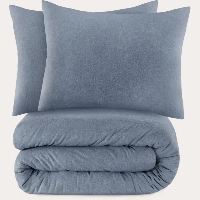 NOUS Living flanellen dekbedovertrek 2-persoons (200x220 cm) Blauw