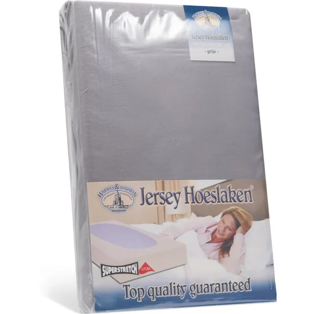 Harris&Darwin Harris Hoeslaken - 100% Jersey Katoen - 140x200 cm - tot 35cm matrasdikte - 220 g/m² - Grijs