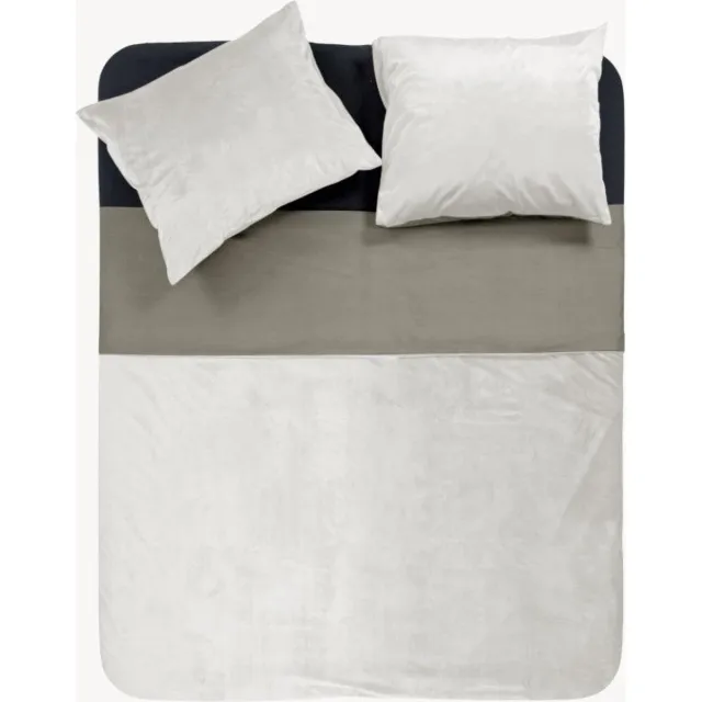 Y-not® Y-NOT - Dekbedovertrek met kussenslopen - Fluweel/Velvet Two Tone Wit/Taupe - 2 Persoons - 200x200/220 cm