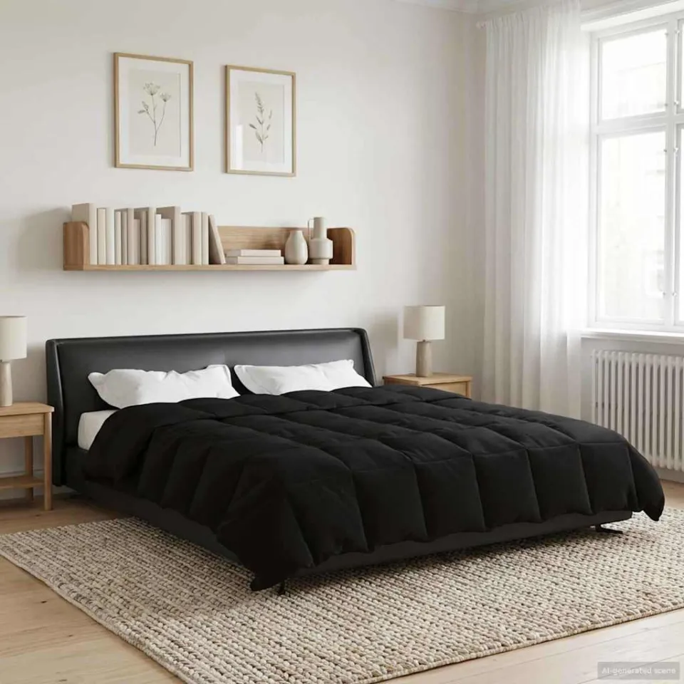 vidaXL Vol jaar dekbed 240 x 260 cm Microfiber (100% polyester) Zwart, foto 4
